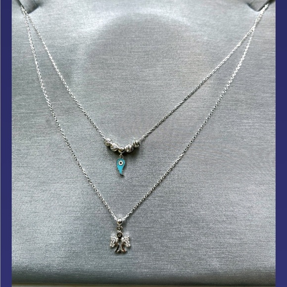 Silver .925 Layered Necklace with Charms - Picture 2 of 2